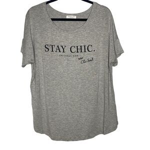 Chic Soul Graphic T-Shirt Loose Fit Pullover Short Sleeve USA Women XL Gray